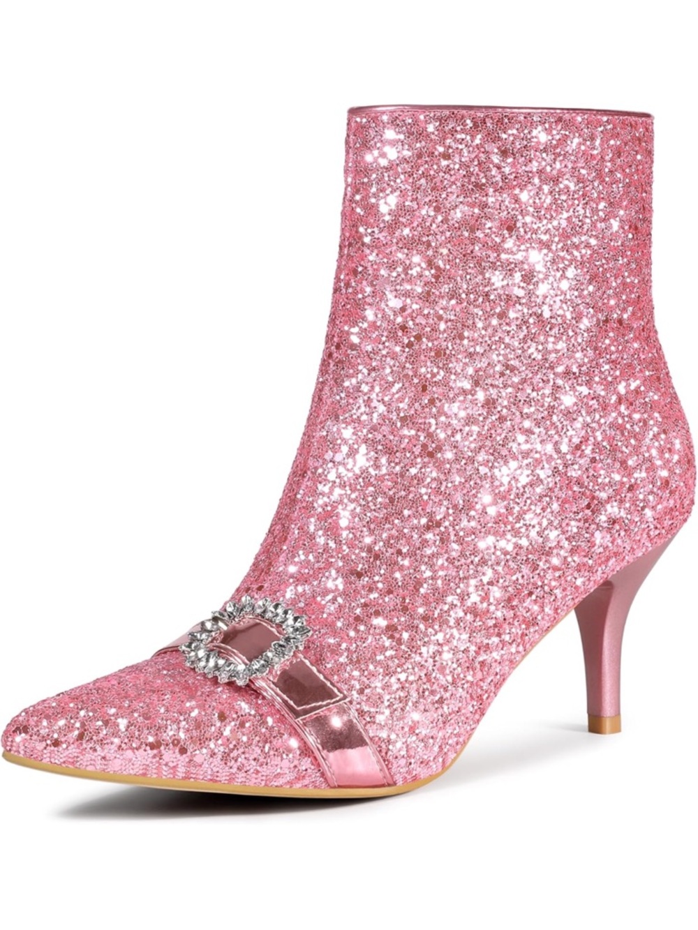 Glitter Boot Rhinestone Stiletto Heel Ankle Pink Boots Perphy Size 9 - Picture 4 of 8